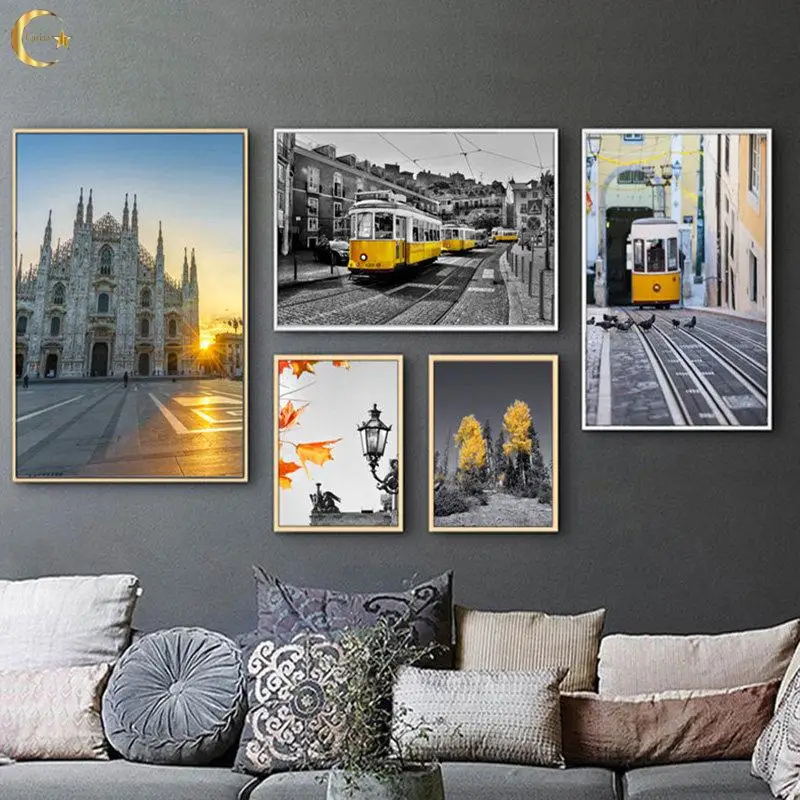 Landscape Building Canvas Painting Picture Nordic Wall Art Yellow Scenery Tram Posters and Prints for Living Room Home Decor
Landscape Building Canvas Painting Picture Nordic Wall Art Yellow Scenery Tram Posters and Prints for Living Room Home Decor