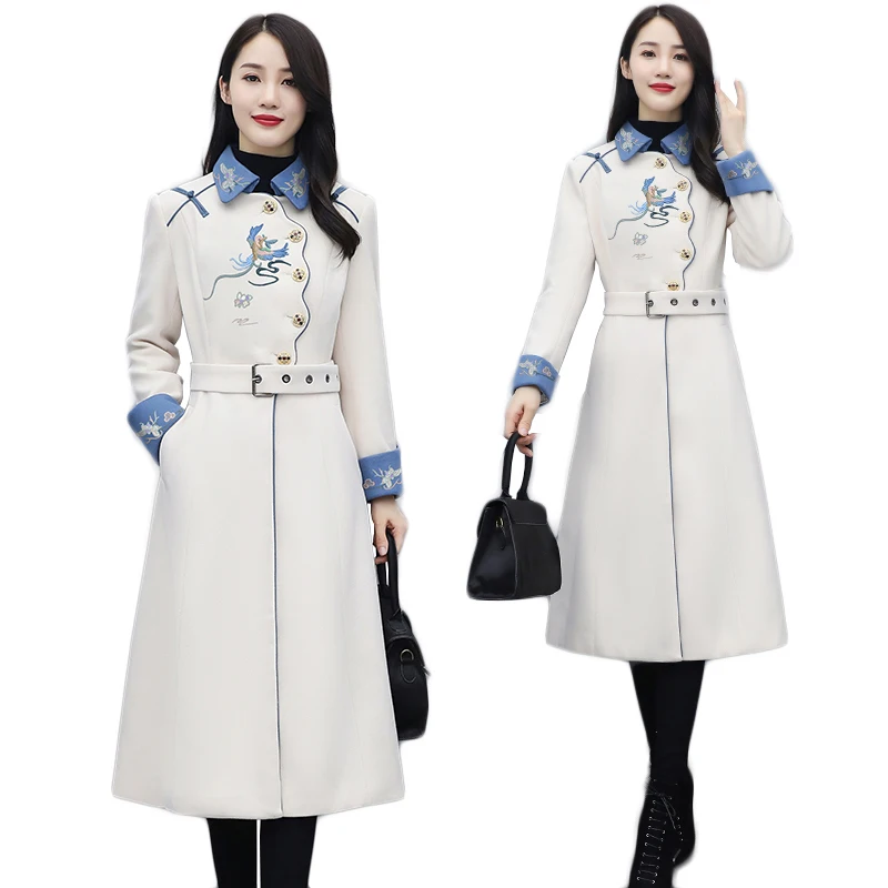 NEW Haute Couture Elegant Woolen Female Top Women Clothing Embroidered Long Coat Vintage Autumn Outerwear Quality Assurance 373
NEW Haute Couture Elegant Woolen Female Top Women Clothing Embroidered Long Coat Vintage Autumn Outerwear Quality Assurance 373