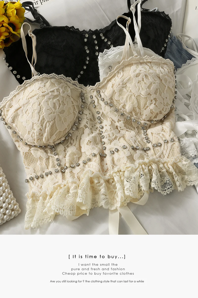 Lace and Diamond Short Temperament Sling Bra for Women In Summer 2021 with Sling Shirt Fairy 
Lace and Diamond Short Temperament Sling Bra for Women In Summer 2021 with Sling Shirt Fairy