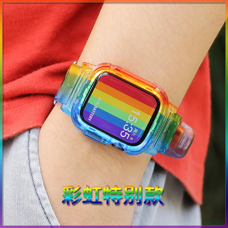 2021 NEW High-quality band for Apple watch with protective sleeve TPU transparent silicone integrated sports strap for iwatch
2021 NEW High-quality band for Apple watch with protective sleeve TPU transparent silicone integrated sports strap for iwatch