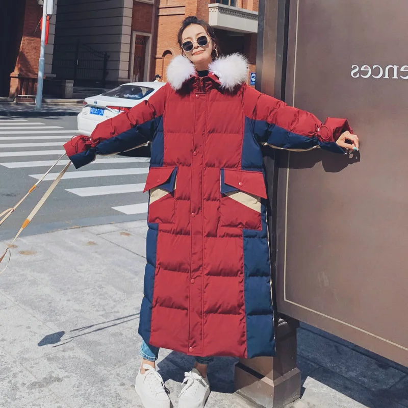 Winter Long Women's Jacket Three-color Stitching Contrast Thickening Loose Big Fur Collar Hooded Coat Windproof Cold-proof Cape
Winter Long Women's Jacket Three-color Stitching Contrast Thickening Loose Big Fur Collar Hooded Coat Windproof Cold-proof Cape
