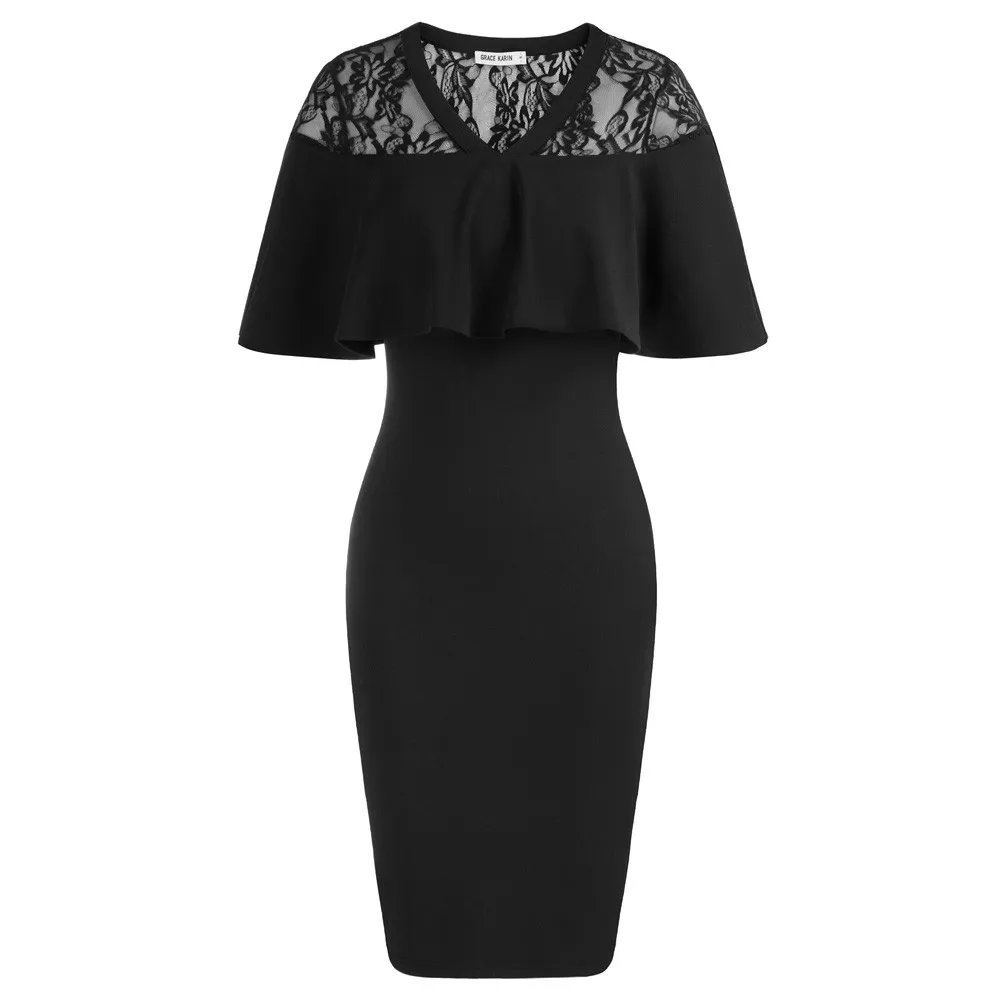 GRACE KARIN Women Off Shoulder Batwing Cape Slim Midi Dress GK Drape Decorated Dress Lace Patchwork V-Neck Bodycon Dresses A30
GRACE KARIN Women Off Shoulder Batwing Cape Slim Midi Dress GK Drape Decorated Dress Lace Patchwork V-Neck Bodycon Dresses A30