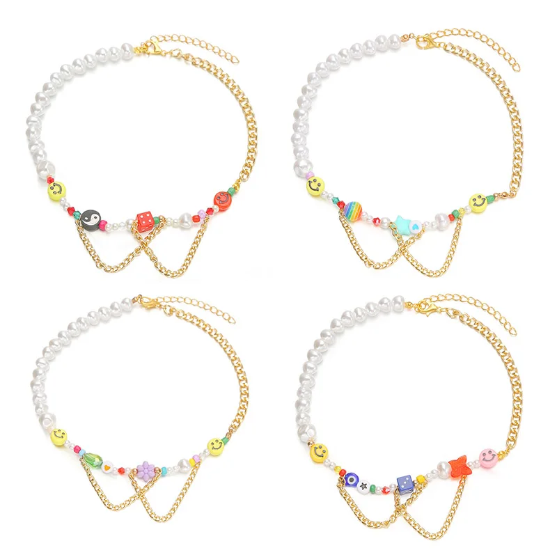 Resin Smiley Beads Dice Necklace For Women Pearl Beaded Link Chain Choker Necklace Fashion Jewelry Gift
Resin Smiley Beads Dice Necklace For Women Pearl Beaded Link Chain Choker Necklace Fashion Jewelry Gift