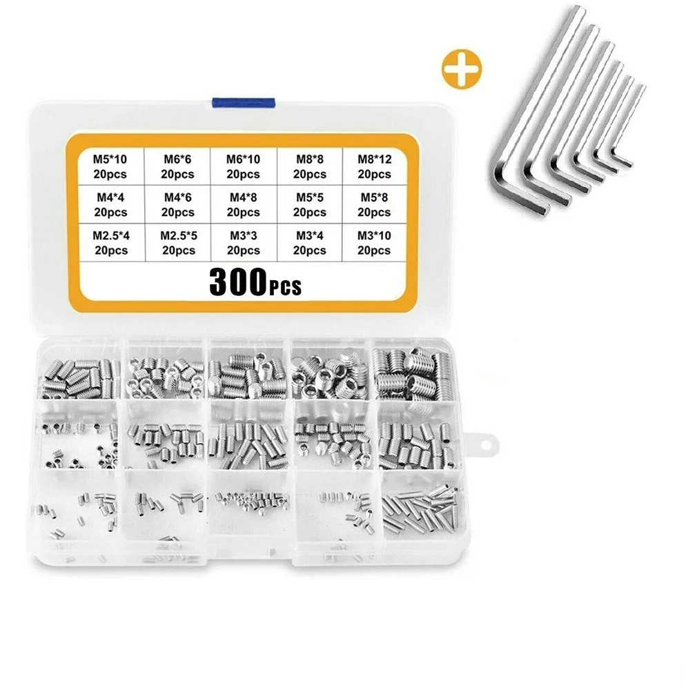 300 Pcs Head Socket Hex Grub Screw Assortment Cup Point Set Metric Standard For Hand Tools Accessories
300 Pcs Head Socket Hex Grub Screw Assortment Cup Point Set Metric Standard For Hand Tools Accessories