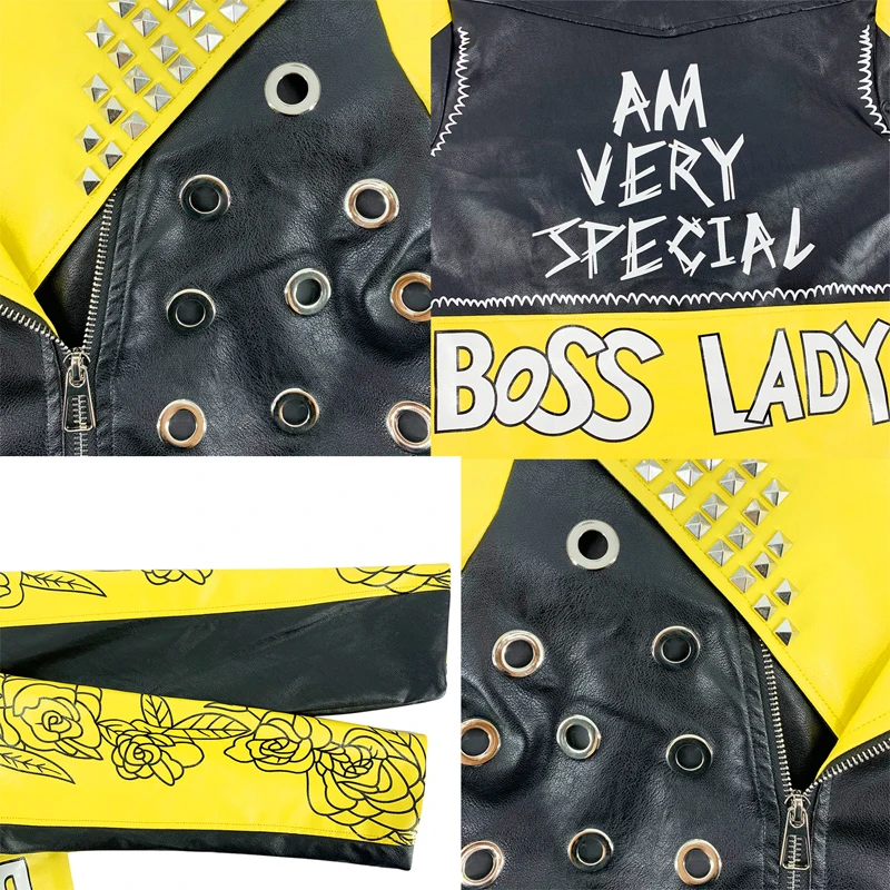ZYSHUXIU Women's Side Motorcycle Oversized Yellow Printed Jacket, Punk Metal Zipper Chain Belt XL-5XL 
ZYSHUXIU Women's Side Motorcycle Oversized Yellow Printed Jacket, Punk Metal Zipper Chain Belt XL-5XL