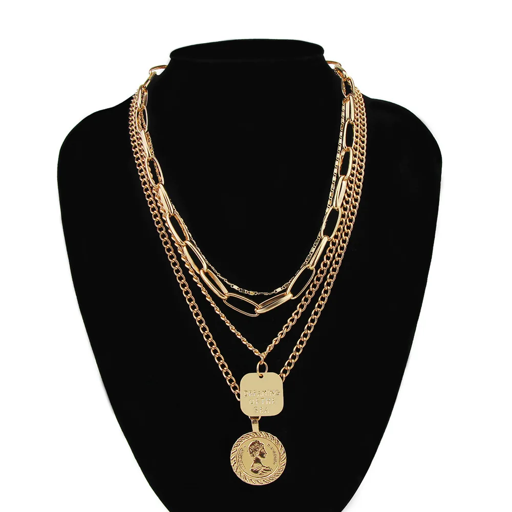 Новые монеты, подвеска, колье для женщин, настоящее мульти Слои ссылка портрет заявление ожерелье ювелирные изделия аксессуары Подарки 
Новые монеты, подвеска, колье для женщин, настоящее мульти Слои ссылка портрет заявление ожерелье ювелирные изделия аксессуары Подарки