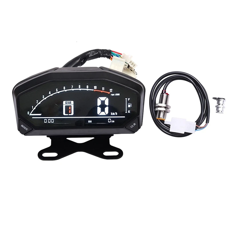 Universal Motorcycle Digital Meter LCD Speedometer Odometer RPM Tachometer W/Bracket for 1,2,4 Cylinders Adjust
Universal Motorcycle Digital Meter LCD Speedometer Odometer RPM Tachometer W/Bracket for 1,2,4 Cylinders Adjust