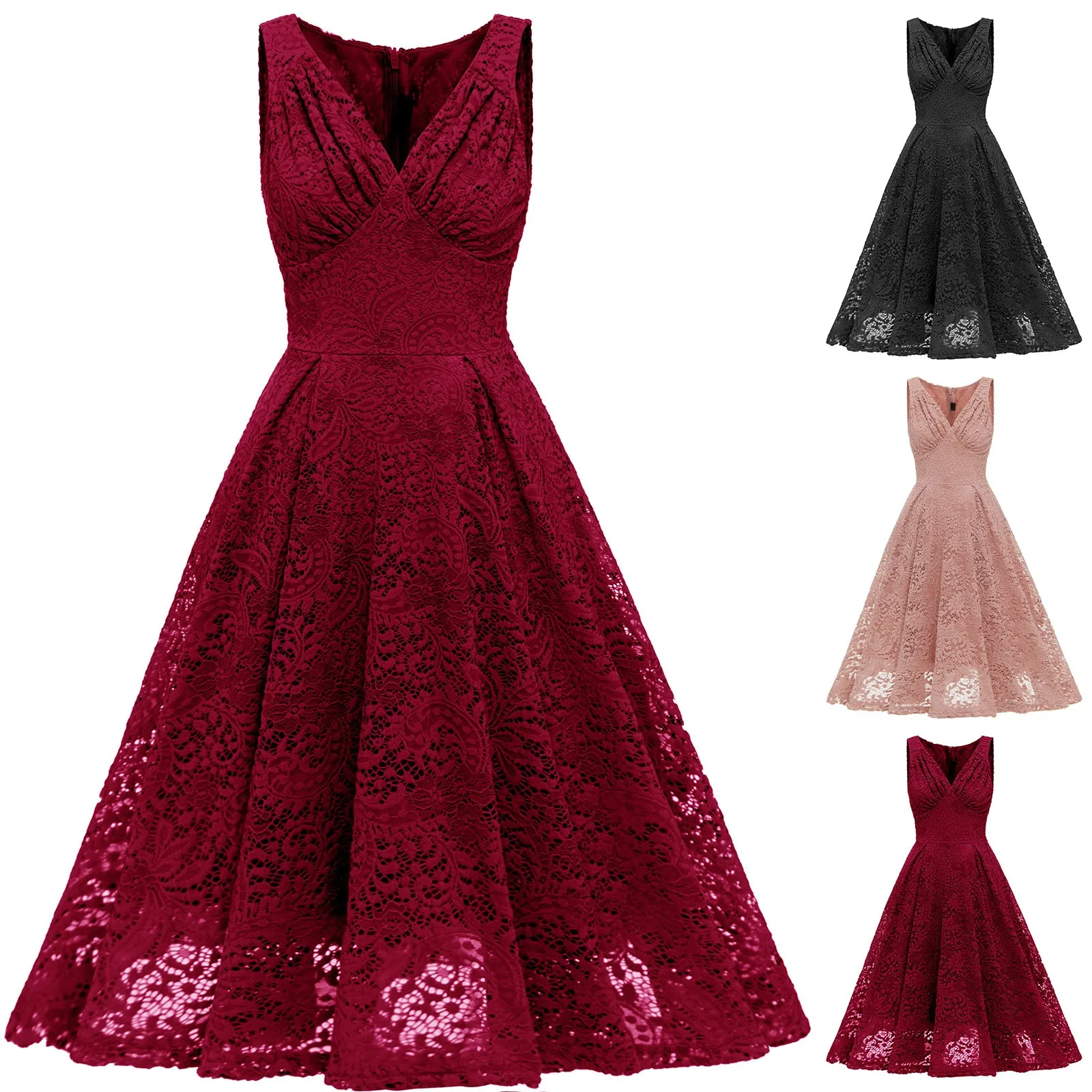 Lace Floral Summer Dress Women V Neck Big Swing Vintage Dress Robe Femme Elegant Retro pin up Party Office Dress Plus Size
Lace Floral Summer Dress Women V Neck Big Swing Vintage Dress Robe Femme Elegant Retro pin up Party Office Dress Plus Size