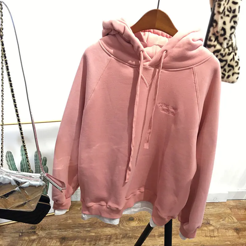 Winter Casual Women Hoodie Embroidery Letter Harajuku Sweatshirt Long Sleeves Loose Plus Velvet Female Fake Two Pieces Pullover
Winter Casual Women Hoodie Embroidery Letter Harajuku Sweatshirt Long Sleeves Loose Plus Velvet Female Fake Two Pieces Pullover