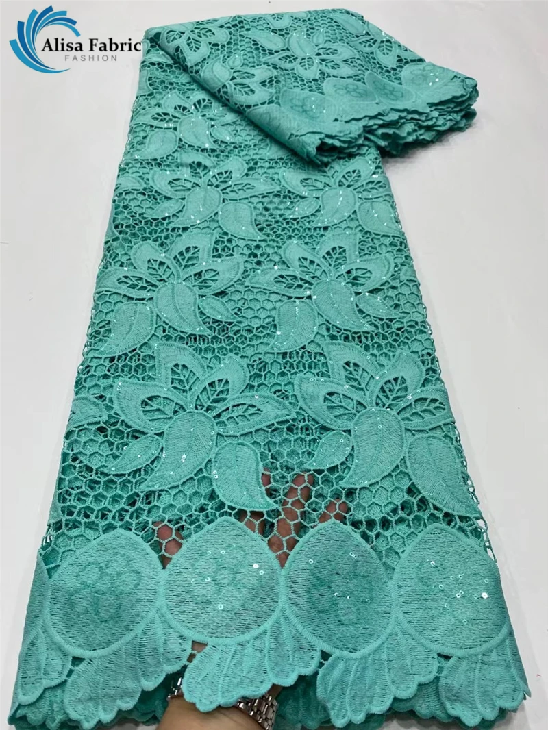 Nigerian Lace Fabric With Sequins Water Souble Lace 5 Yards High Quality Guipure Lace Fabric African Cord Lace Fabric For Party
Nigerian Lace Fabric With Sequins Water Souble Lace 5 Yards High Quality Guipure Lace Fabric African Cord Lace Fabric For Party