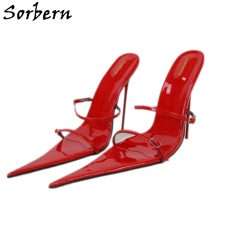 

Sorbern Silver Red Slip On Sandals For Women High Heel Stilettos 12Cm 14Cm 16Cm 18Cm Summer Shoe Sexy Ladies Heels Double Straps