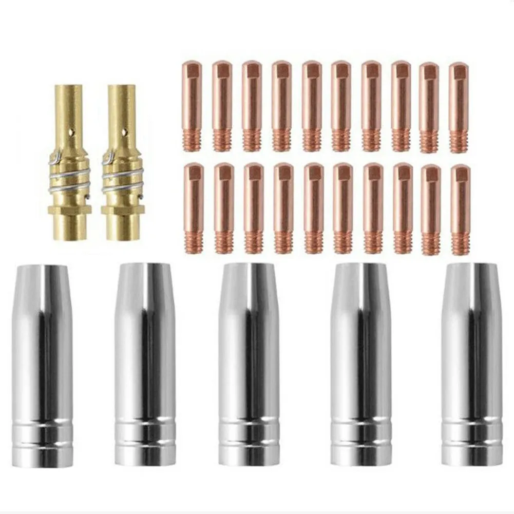 27pcs Welding Nozzles MB15 MIG Consumables Part Kit Contact Tips Shroud Nozzle Holder Spares Sleeve Rod Tool Set High Quality
27pcs Welding Nozzles MB15 MIG Consumables Part Kit Contact Tips Shroud Nozzle Holder Spares Sleeve Rod Tool Set High Quality