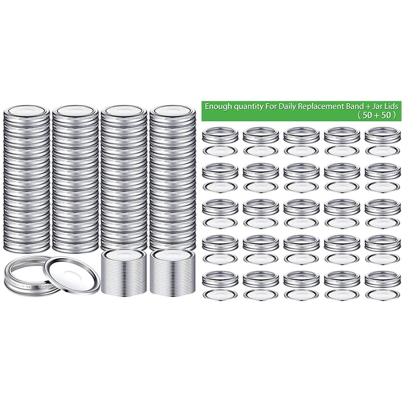 100 Pieces Canning Jar Lids and Bands Set Split-Type Lids with Silicone Seals Rings Leak Proof and Secure Canning
100 Pieces Canning Jar Lids and Bands Set Split-Type Lids with Silicone Seals Rings Leak Proof and Secure Canning