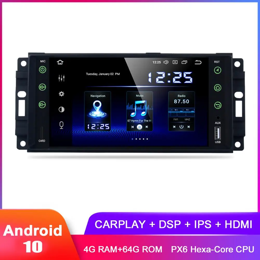 Автомобильный GPS навигатор Dasaita 7 дюймов стерео система на Android 10 для Cherokee Wrangler