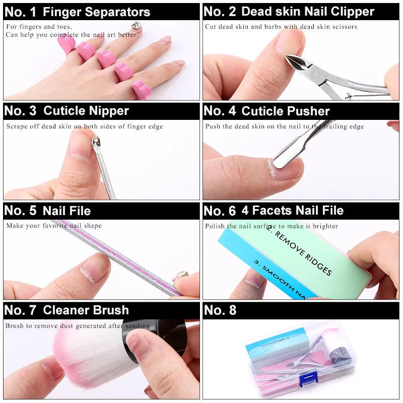 Nail Art Exfoliating Tools Box Set Nail File Cuticle Nipper Tool Remover Finger Separators Brush Clipper Trimmer Manicure Kits
Nail Art Exfoliating Tools Box Set Nail File Cuticle Nipper Tool Remover Finger Separators Brush Clipper Trimmer Manicure Kits