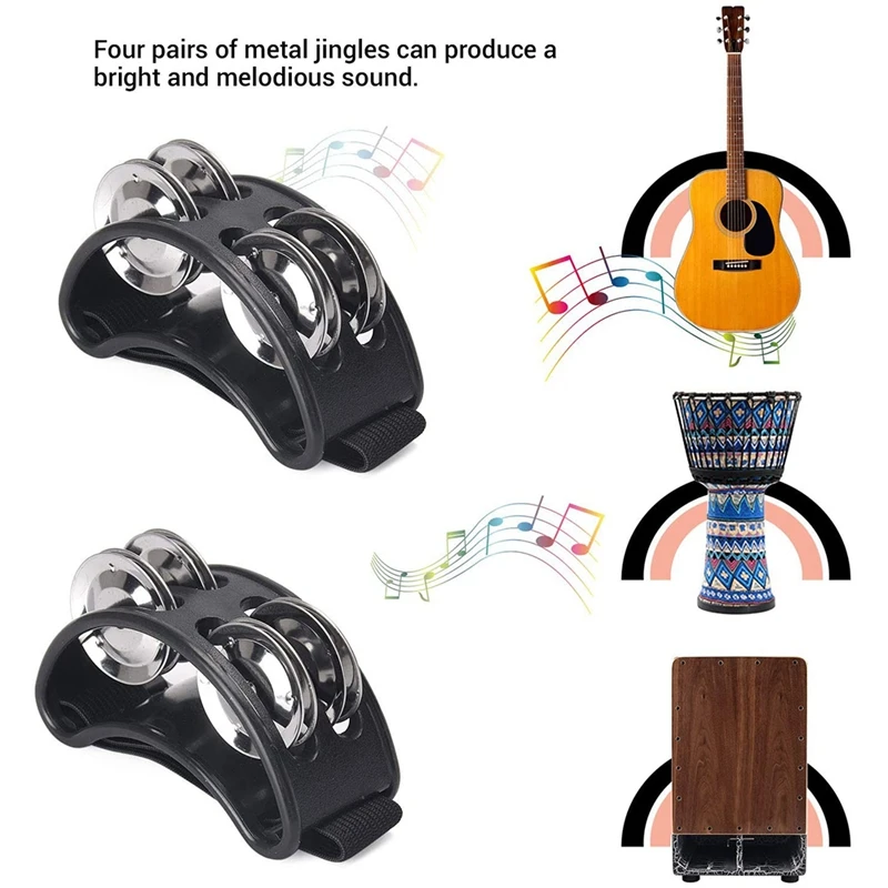 2PCS Foot Tambourine, Percussion Musical Instrument Bells with 4 Paris of Metal Jingle Bells & Adjustable Strap,Black
2PCS Foot Tambourine, Percussion Musical Instrument Bells with 4 Paris of Metal Jingle Bells & Adjustable Strap,Black