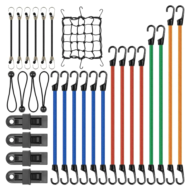 30PCS Elastic Bungee Cords with Hooks, Rope Luggage Packing Strap, Cargo Net for Motorcycle Bike Travel Camping Hiking
30PCS Elastic Bungee Cords with Hooks, Rope Luggage Packing Strap, Cargo Net for Motorcycle Bike Travel Camping Hiking