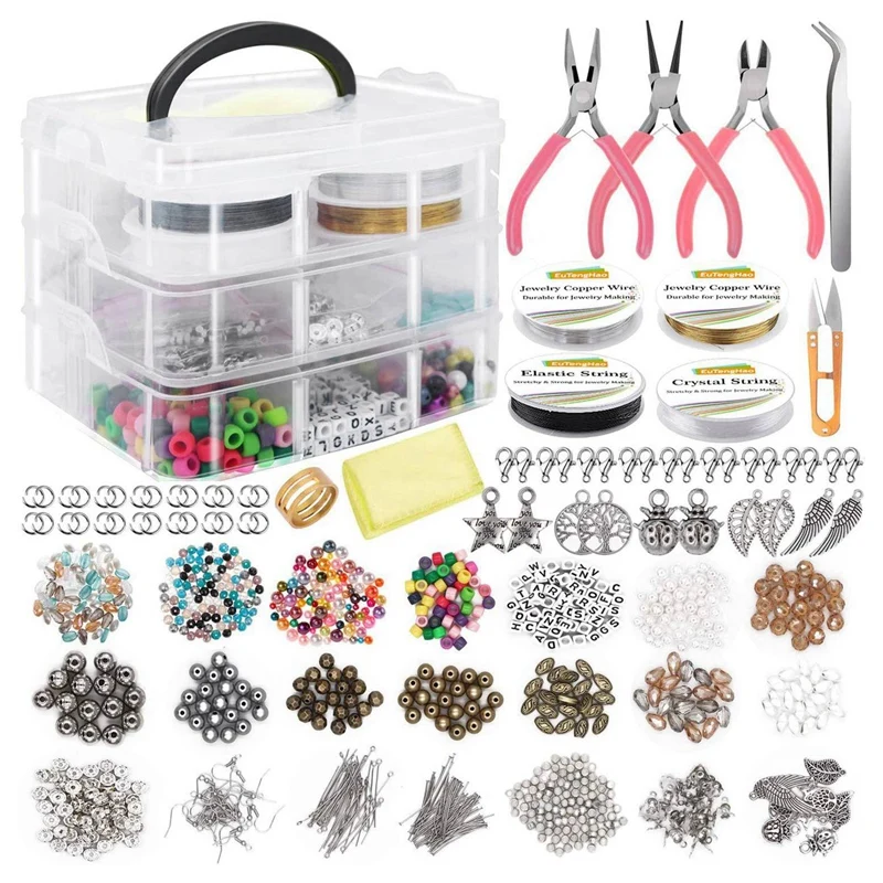 1171 Pcs Jewelry Making Kit for Necklace Earring Bracelet Making Repair Jewelry Making Tools Kits for Girls and Adults
1171 Pcs Jewelry Making Kit for Necklace Earring Bracelet Making Repair Jewelry Making Tools Kits for Girls and Adults