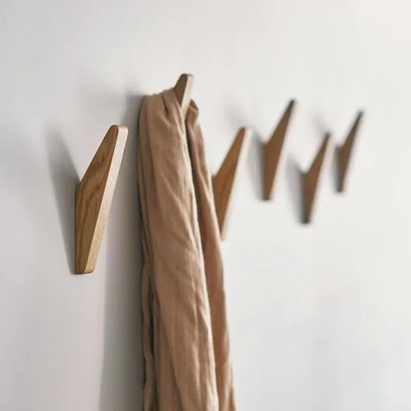 Вешалка для одежды из натурального дерева настенная вешалка с крючком пальто