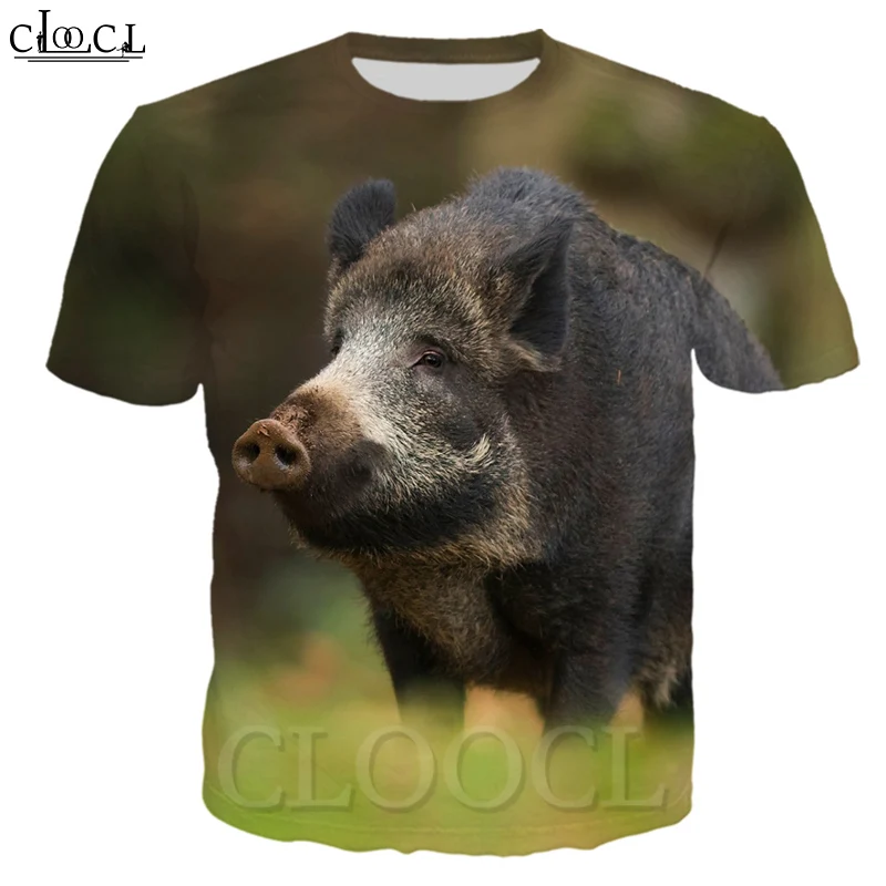 Мужская футболка с 3D принтом CLOOCL Wild Animal Boar летние модные спортивные топы унисекс