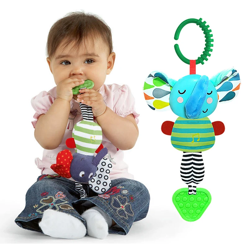 

Детские Игрушки для раннего развития музыки, мягкие плюшевые детские погремушки в виде животных, подвесные детские игрушки с прорезывателе...
