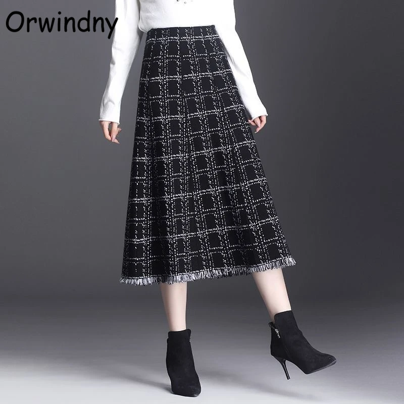 High Waist knitting Long Skirt Women Winter New Fashion Skirt Ladies Casual Warm Plaid Tassel Skirts Orwindny
High Waist knitting Long Skirt Women Winter New Fashion Skirt Ladies Casual Warm Plaid Tassel Skirts Orwindny