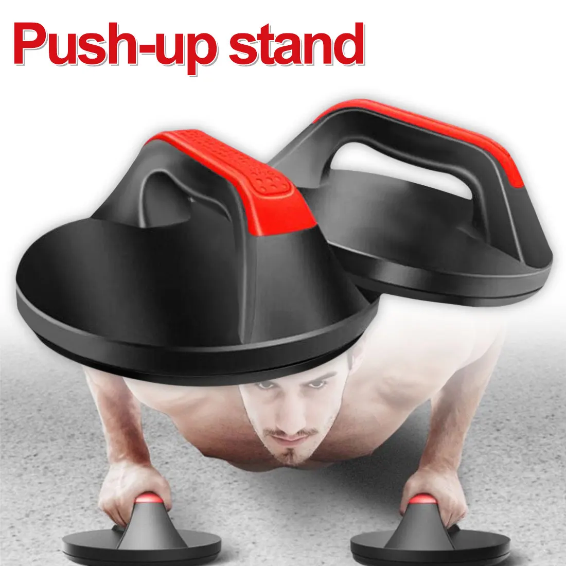 

High Quality 1 Pair Push-up Stands Round Rotatable Push-ups Fitness Equipment Red and Black Body Building 360 Degrees Hot Sale