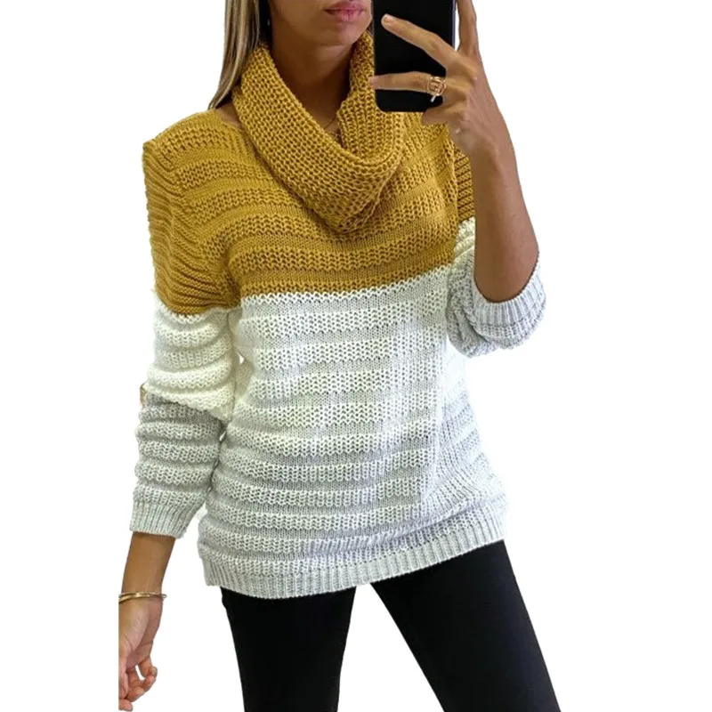 Women Elegant Patchwork Print Knit Sweater 2021 Autumn Scarf Collar Long Sleeve Pullover Tops Ladies Winter Casual Loose Jumpers
Women Elegant Patchwork Print Knit Sweater 2021 Autumn Scarf Collar Long Sleeve Pullover Tops Ladies Winter Casual Loose Jumpers