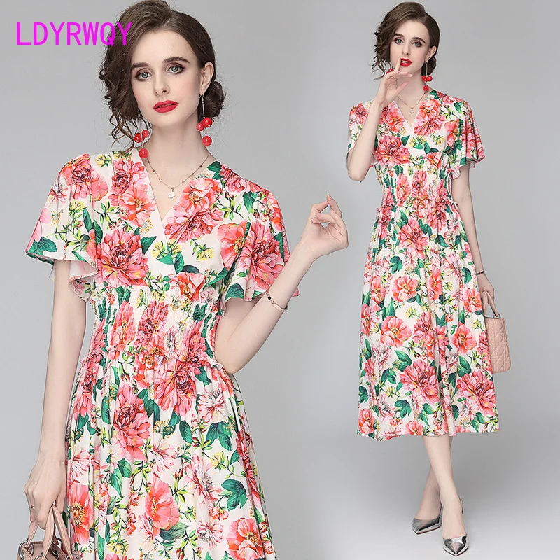 LDYRWQY 2021 summer new style French floral irregular lotus leaf sleeve slim fashion temperament ladies V-neck dress
LDYRWQY 2021 summer new style French floral irregular lotus leaf sleeve slim fashion temperament ladies V-neck dress