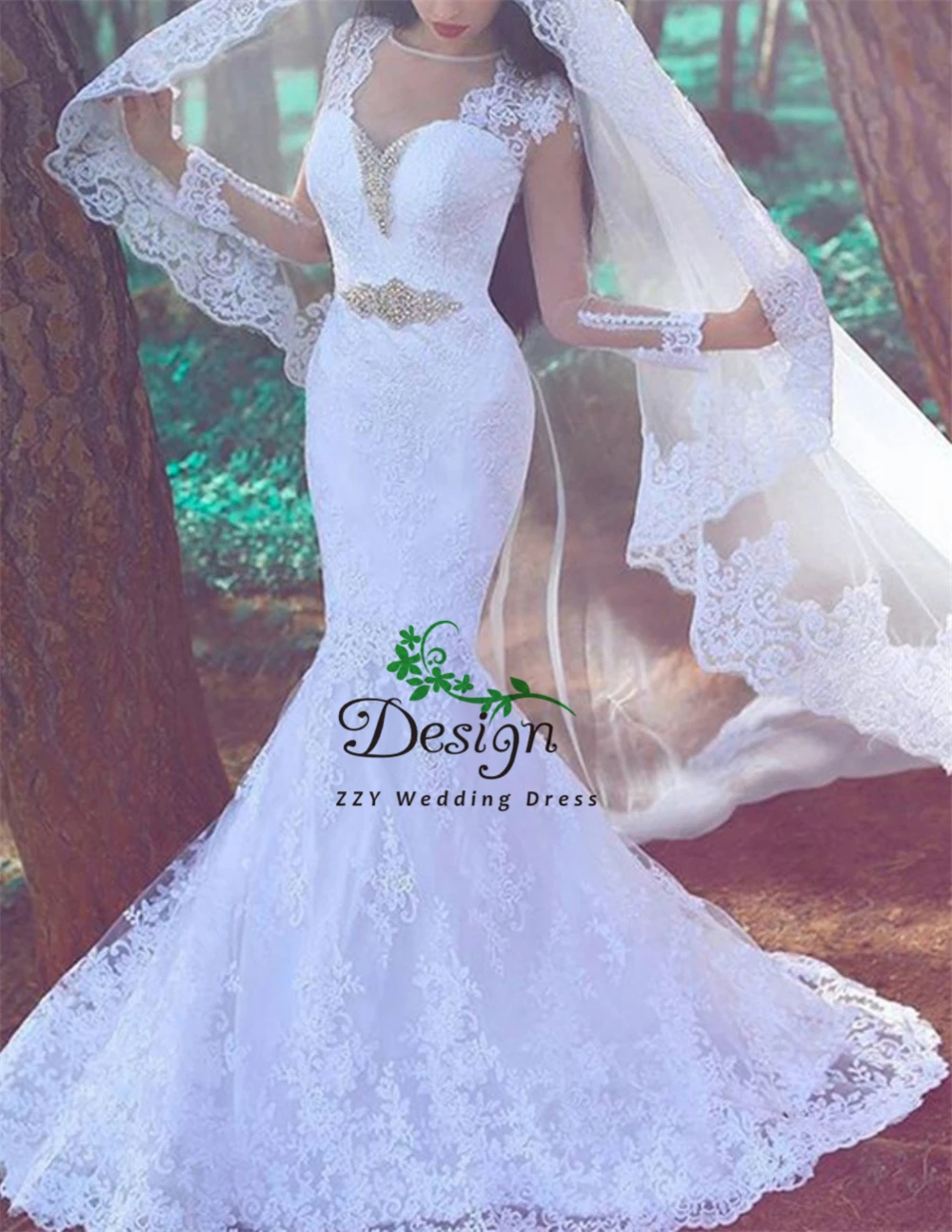 White Long Sleeves Lace Appliques Beading Mermaid Vintage Romantic vestido de novia Scoop Dropped Custom-Made Wedding Dress 2019
White Long Sleeves Lace Appliques Beading Mermaid Vintage Romantic vestido de novia Scoop Dropped Custom-Made Wedding Dress 2019