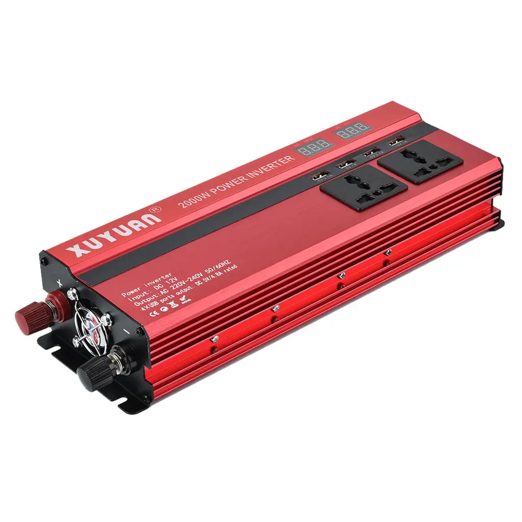 Car Inverter 12V To 220V 2000W 2 Outlets 4 USB Port Car Power Inverter With LED Display Converter
Car Inverter 12V To 220V 2000W 2 Outlets 4 USB Port Car Power Inverter With LED Display Converter