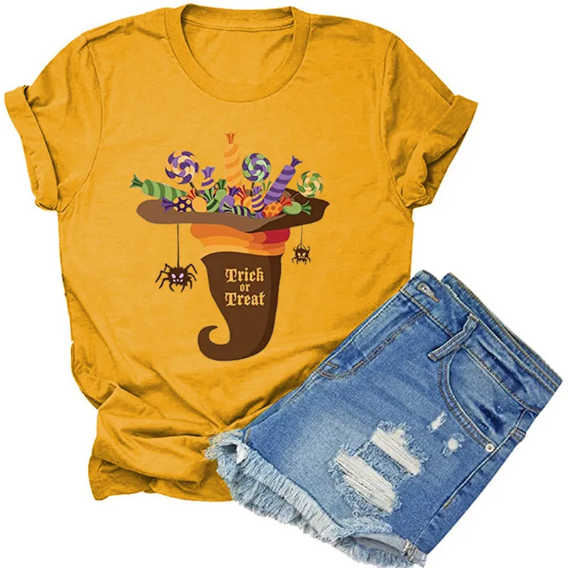 Женские футболки на Хэллоуин в стиле Харадзюку, футболки с принтом с надписью «трюк или лакомство», футболки, смешная шляпа ведьмы, графичес...
Женские футболки на Хэллоуин в стиле Харадзюку, футболки с принтом с надписью «трюк или лакомство», футболки, смешная шляпа ведьмы, графичес...