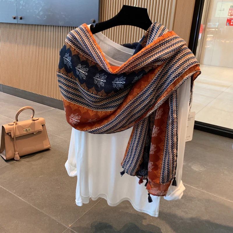 Woman's autumn scarves thin seaside beach stripe silk scarf oversized Sun protection shawl Wrap luxury scarf women designers
Woman's autumn scarves thin seaside beach stripe silk scarf oversized Sun protection shawl Wrap luxury scarf women designers