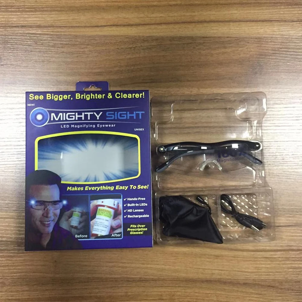 USB Mighty Sight LED Light Glasses Presbyopia Magnifier Luminous Night Vision Magnifying Eyewear Glasses 160% Magnification CSV
USB Mighty Sight LED Light Glasses Presbyopia Magnifier Luminous Night Vision Magnifying Eyewear Glasses 160% Magnification CSV