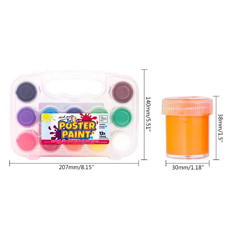12 Color 15ml Gouache Paint Finger Paint with Storage Box Washable Paint for Kid 4X7E
12 Color 15ml Gouache Paint Finger Paint with Storage Box Washable Paint for Kid 4X7E