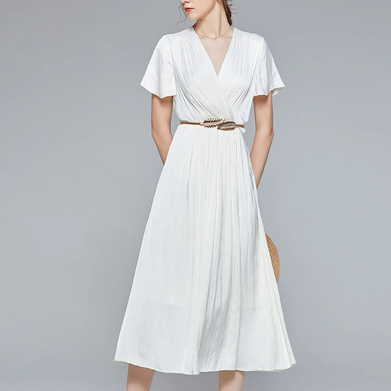 Dresses Summer 2021 Women Solid High Waist Deep V-Neck White Dress European And American Style Party Dress Female Robe Femme
Dresses Summer 2021 Women Solid High Waist Deep V-Neck White Dress European And American Style Party Dress Female Robe Femme