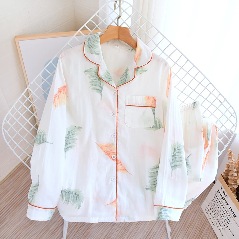 Printed Gauze 2 Piece Pajamas Suit Spring And Summer Cotton Home Service For Women Female Casual Long Sleeve Trouser Home Wear
Printed Gauze 2 Piece Pajamas Suit Spring And Summer Cotton Home Service For Women Female Casual Long Sleeve Trouser Home Wear
