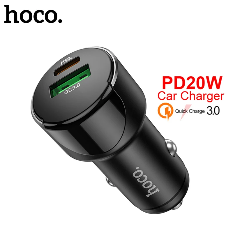 

Hoco PD20W Car Charger Quick Charge QC3.0 Fast Charging For iPhone 12 Portable Dual Port USB Type C Car Charge For Xiaomi Mi 11