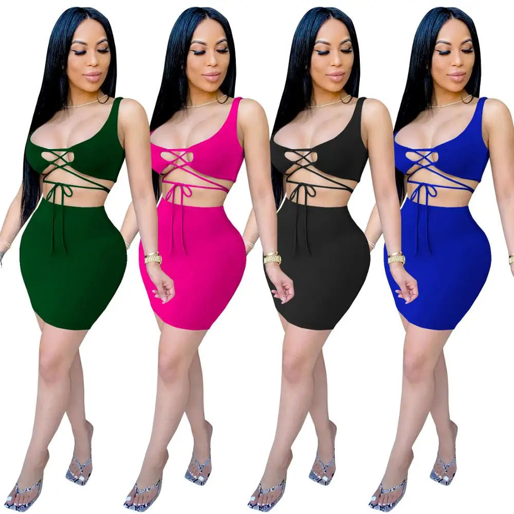Solid Color Women Set Two Pieces Set Tracksuit Lace Up Crop Top Bodycon Midi Mini Skirts Suit Outfit Matching Set Dress
Solid Color Women Set Two Pieces Set Tracksuit Lace Up Crop Top Bodycon Midi Mini Skirts Suit Outfit Matching Set Dress