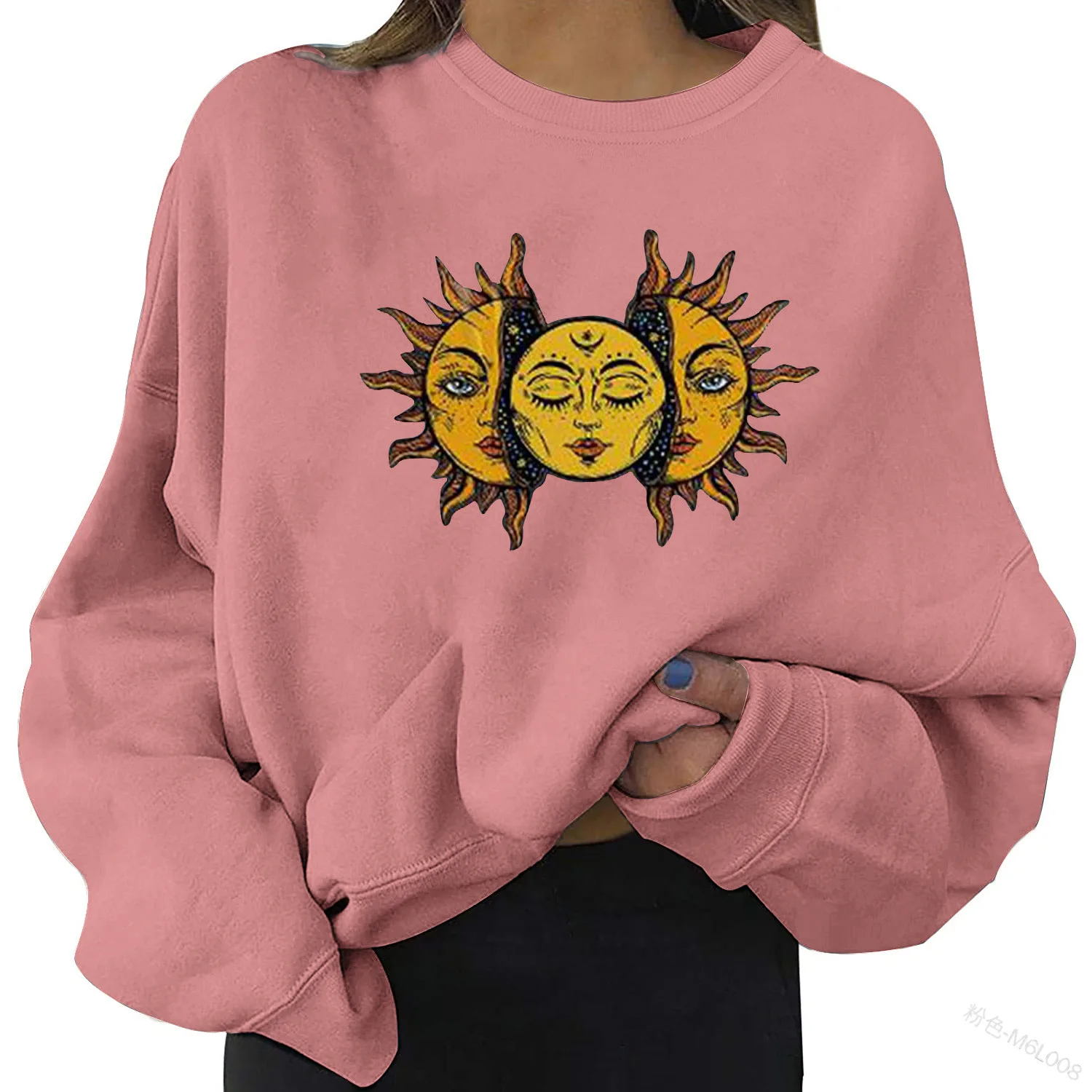 Women Turtleneck Sweater Spring Falling Shoulder Sleeve Casual Round Neck Long Sleeve Solid Color Sun Pattern Print Sweater
Women Turtleneck Sweater Spring Falling Shoulder Sleeve Casual Round Neck Long Sleeve Solid Color Sun Pattern Print Sweater