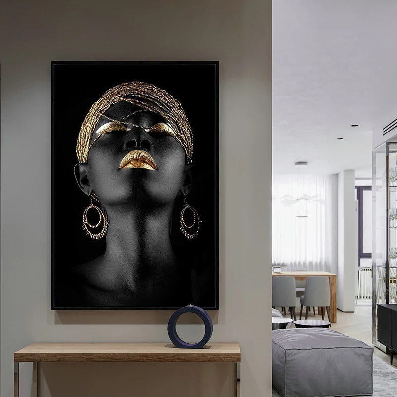 Black Hand and Gold Lip Nude Woman Oil Painting on Canvas Cuadros Posters and Prints African Wall Art Picture for Living Room
Black Hand and Gold Lip Nude Woman Oil Painting on Canvas Cuadros Posters and Prints African Wall Art Picture for Living Room