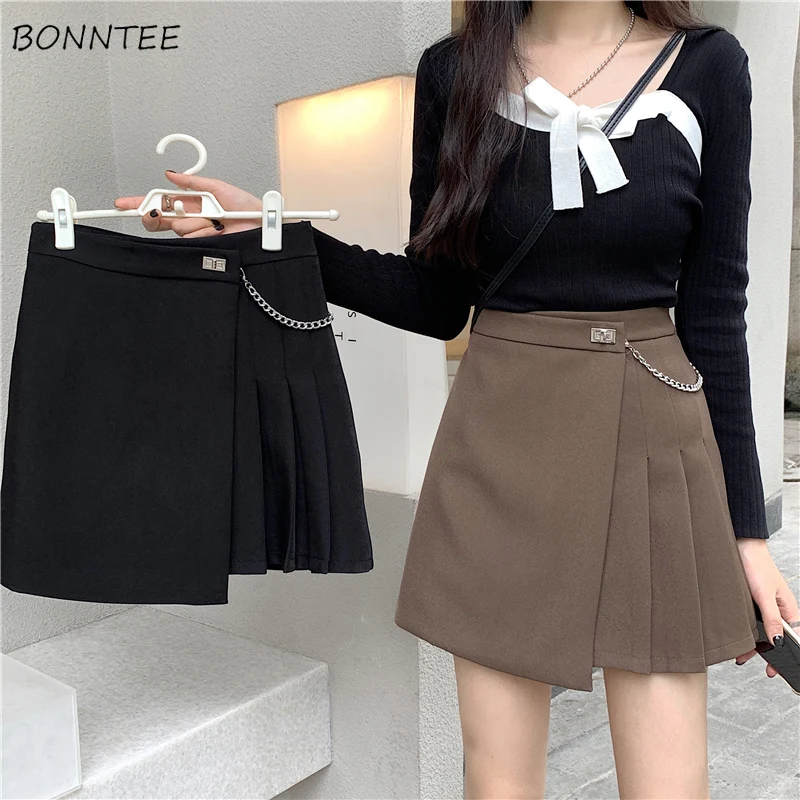 Pleated Skirts Women Chain High Waist All-match Streetwear Korean Style Fashion Leisure Lady Design Chic Female Autumn Cozy New
Pleated Skirts Women Chain High Waist All-match Streetwear Korean Style Fashion Leisure Lady Design Chic Female Autumn Cozy New