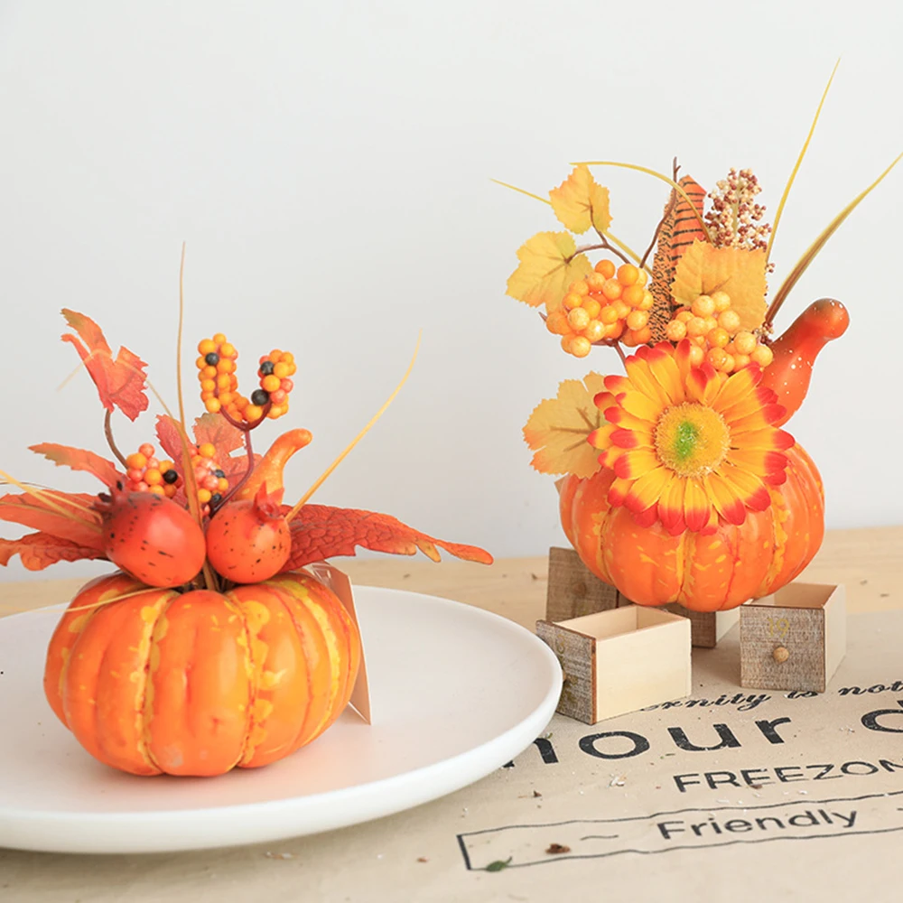 

Искусственная тыква, кленовый лист, Осенний гранат, Осенний урожай, домашний стол, декор Хэллоуин День благодарения Вечерние