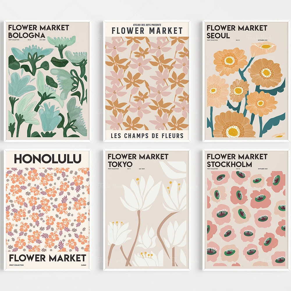 

Flower Market , Gallery Wall Set, Flower Market Print, Botanical Wall Art, Flower Poster Set, Flower Market Poster,Digital Print