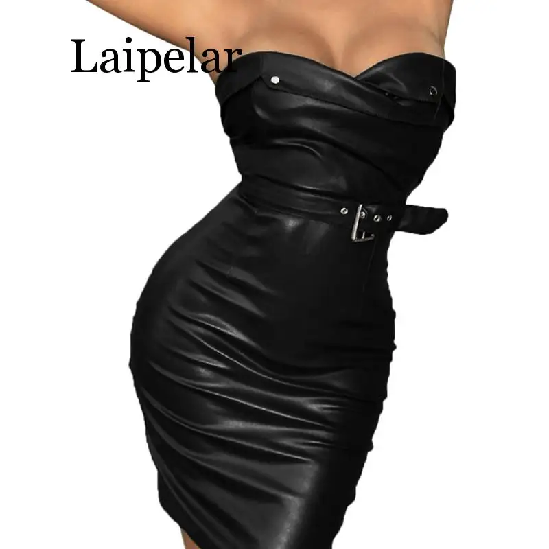 Laipelar PU Party Night Club Dress Women Above Knee Solid Mini Winter Dresses Femme Sashes Sheath Sexy Strapless 2XL Plus Size
Laipelar PU Party Night Club Dress Women Above Knee Solid Mini Winter Dresses Femme Sashes Sheath Sexy Strapless 2XL Plus Size