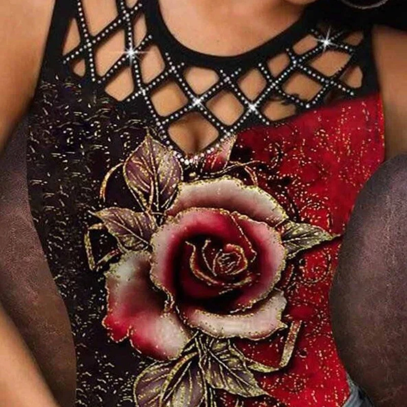 Summer Casual T Shirt Women Fashion Floral Multicolor Rose Print Sleeveless Floral Print Hollow Out Summer Sexy Tank Top Vest
Summer Casual T Shirt Women Fashion Floral Multicolor Rose Print Sleeveless Floral Print Hollow Out Summer Sexy Tank Top Vest