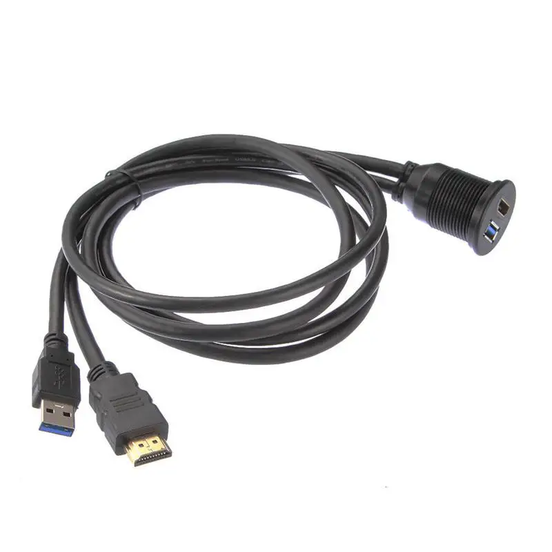 AABB-New USB 3.0 HDMI Extension Flush Dash Panel Mount Cable For Car Boat Motorcycle | Электроника