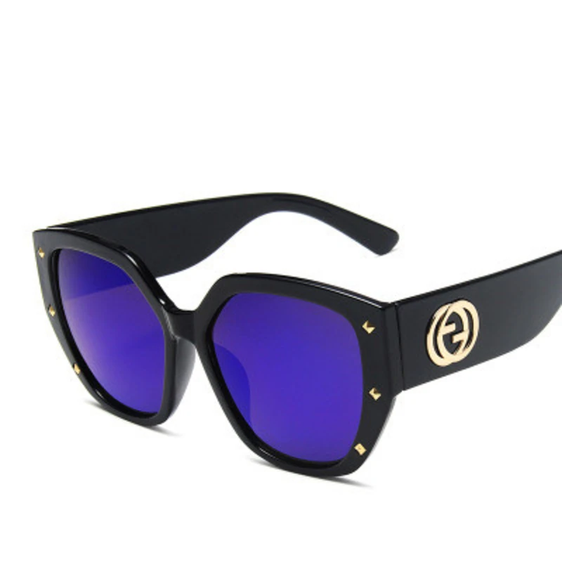 

Nauq Trend Large Frame Sunglasses Women 2020 New Luxury Brand Retro Square Rivet Sun Glasses Black Width Legs Eeyeglasses Men