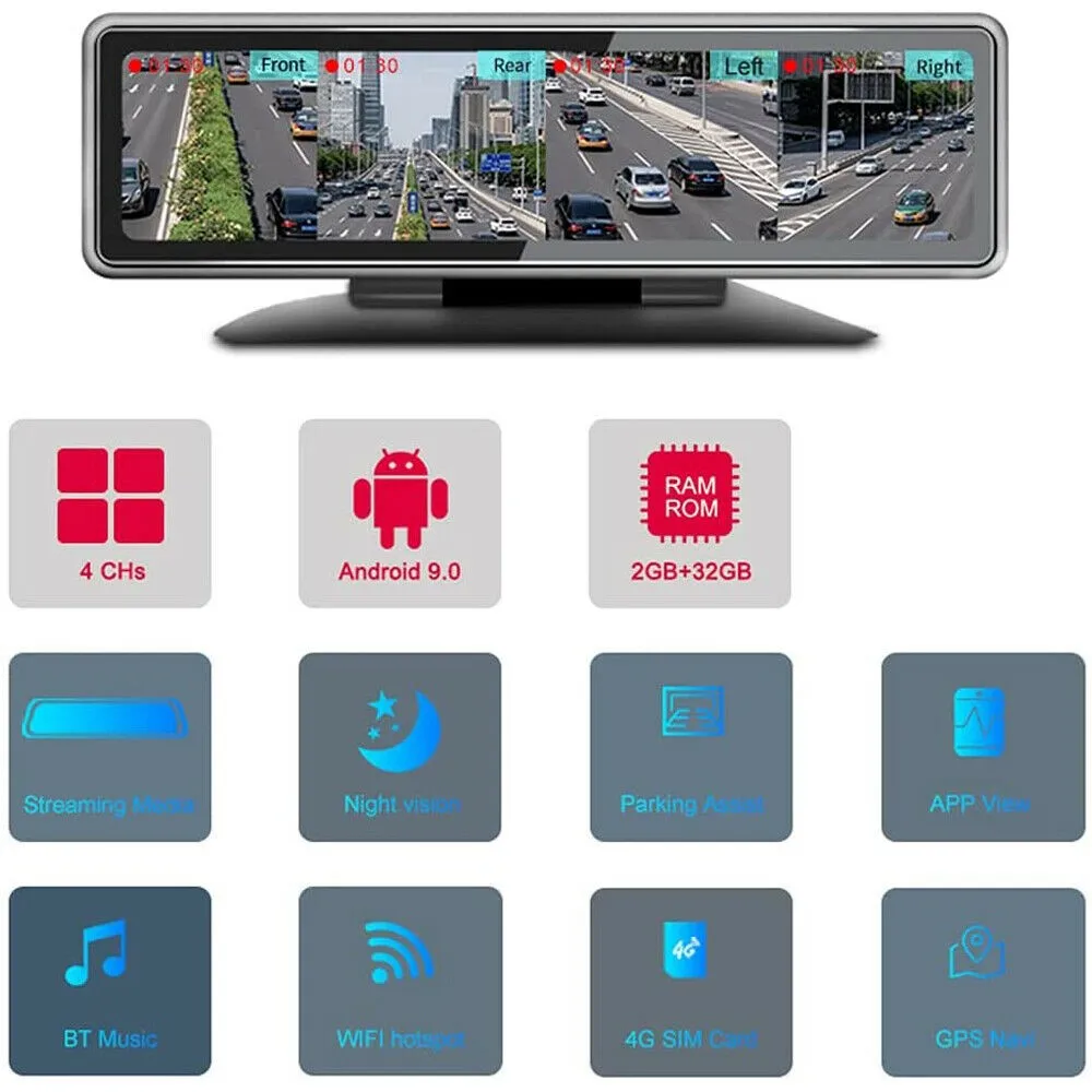 4G Dash Cam Set 2+32G 720P HD GPS Android 9.0 Dashboard Camera Remote Monitor DVR Wifi 4 Cams 360 Degree Car Driving Recoder
4G Dash Cam Set 2+32G 720P HD GPS Android 9.0 Dashboard Camera Remote Monitor DVR Wifi 4 Cams 360 Degree Car Driving Recoder