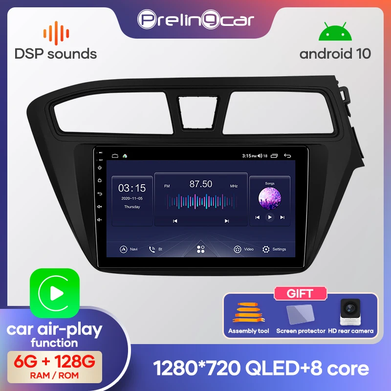 Автомагнитола Prelingcar мультимедийный видеоплеер GPS навигация для Hyundai I20 2014 2015 2016 2017